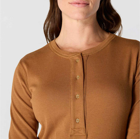 women's tencel™ fiber series relaxed fit long-sleeve ribbed henley shirt