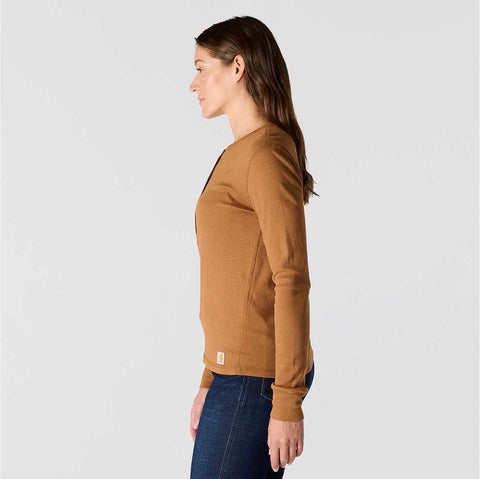 women's tencel™ fiber series relaxed fit long-sleeve ribbed henley shirt