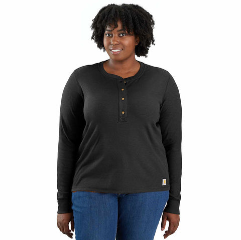 women's tencel™ fiber series relaxed fit long-sleeve ribbed henley shirt