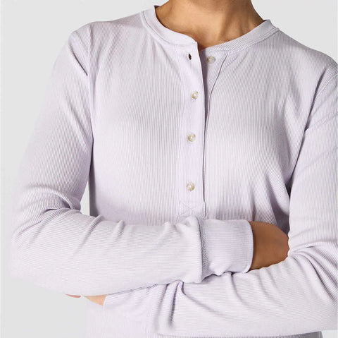 women's tencel™ fiber series relaxed fit long-sleeve ribbed henley shirt