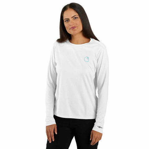 women's force sun defender™ relaxed fit lightweight long-sleeve logo graphic t-shirt