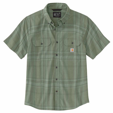 loose fit midweight short-sleeve plaid shirt