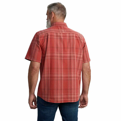 loose fit midweight short-sleeve plaid shirt
