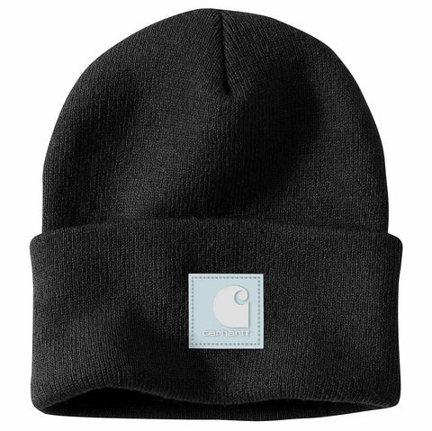 knit rubber patch beanie