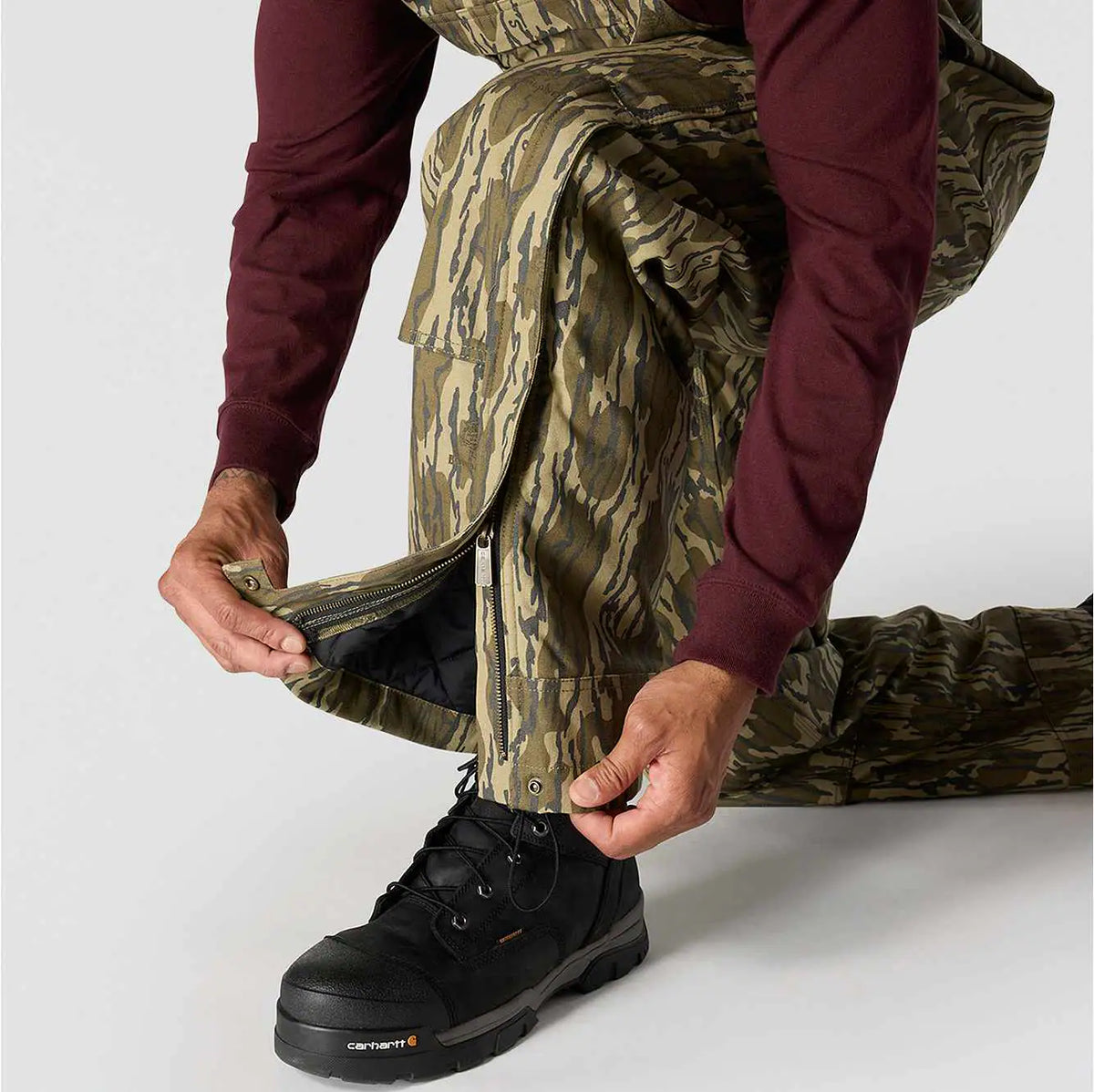 rugged flex® duck insulated camo bib overall - 3 warmest rating