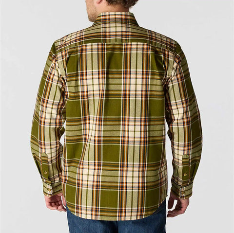 loose fit heavyweight flannel long-sleeve plaid shirt