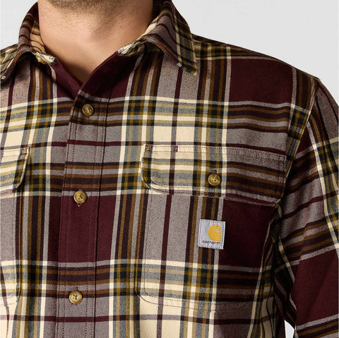 loose fit heavyweight flannel long-sleeve plaid shirt