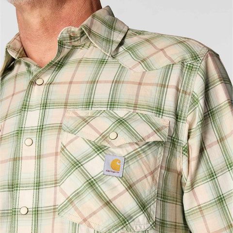 montana rugged flex™ relaxed fit lightweight long-sleeve snap-front plaid shirt