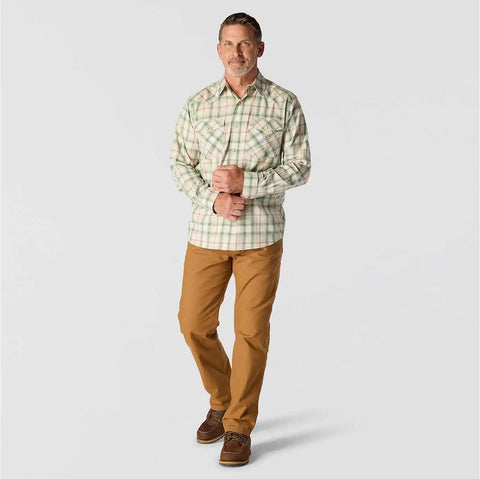 montana rugged flex™ relaxed fit lightweight long-sleeve snap-front plaid shirt