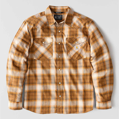 montana rugged flex™ relaxed fit lightweight long-sleeve snap-front plaid shirt