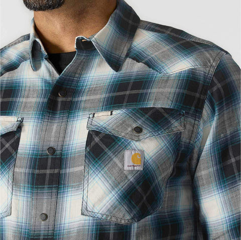 montana rugged flex™ relaxed fit lightweight long-sleeve snap-front plaid shirt