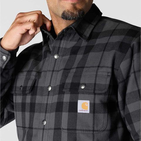 relaxed fit flannel sherpa-lined shirt jac