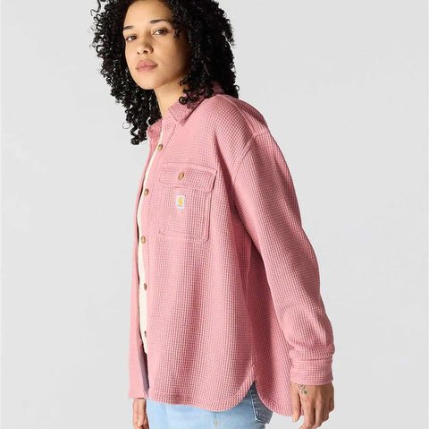 women's oversized-fit heavyweight waffle knit shirt