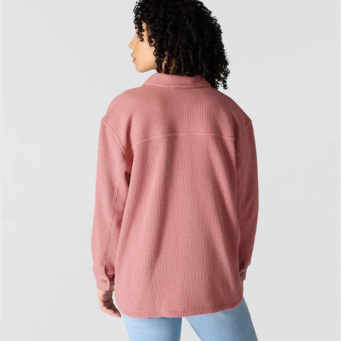 women's oversized-fit heavyweight waffle knit shirt