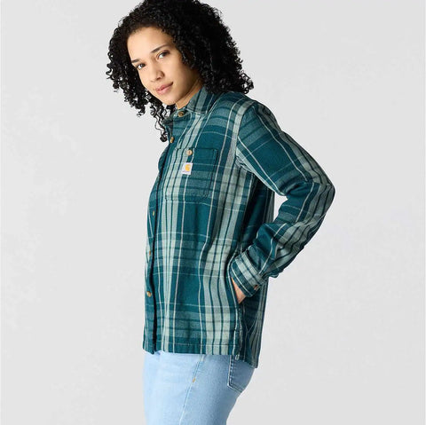 women's tencel™ fiber series loose fit twill plaid shirt