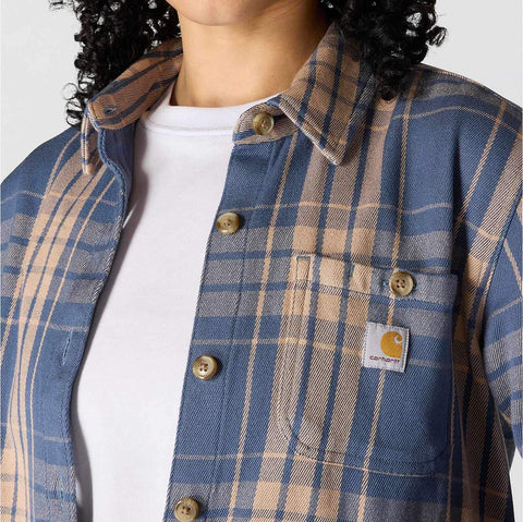 women's tencel™ fiber series loose fit twill plaid shirt