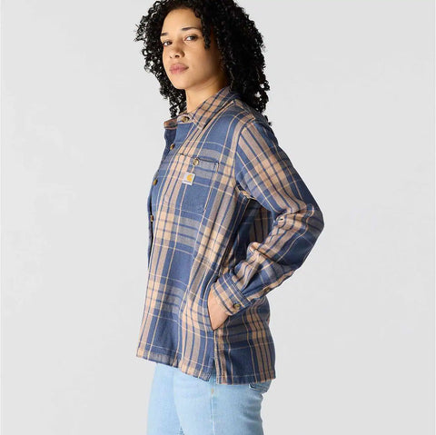 women's tencel™ fiber series loose fit twill plaid shirt