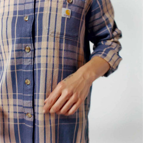 women's tencel™ fiber series loose fit twill plaid shirt