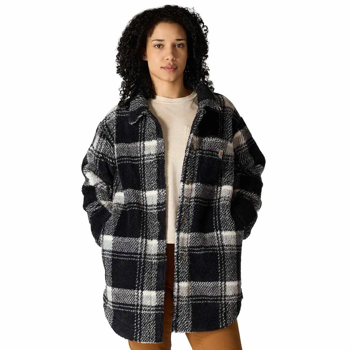 women's loose fit fleece coat
