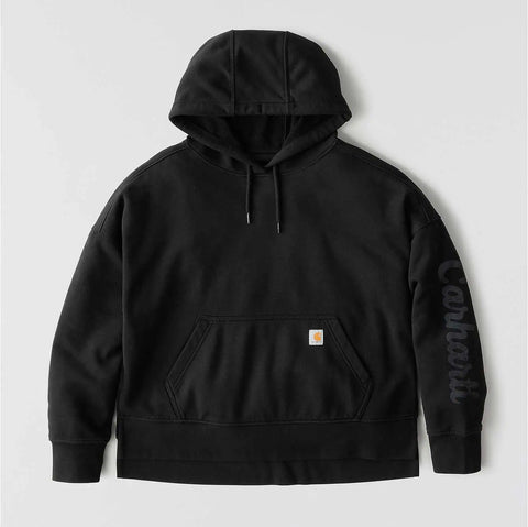 women's oversized-fit midweight hooded heart graphic sweatshirt