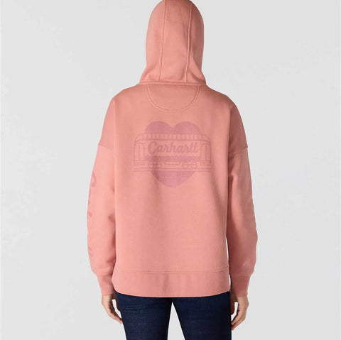 women's oversized-fit midweight hooded heart graphic sweatshirt