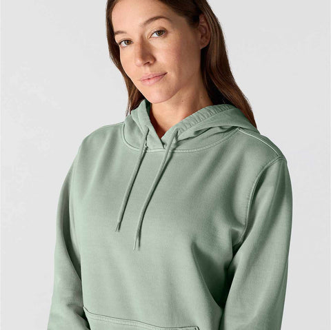 women's relaxed fit midweight garment dye french terry hooded sweatshirt