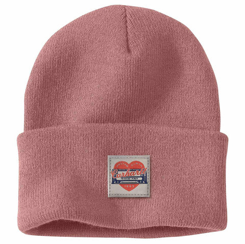 women's knit heart patch beanie