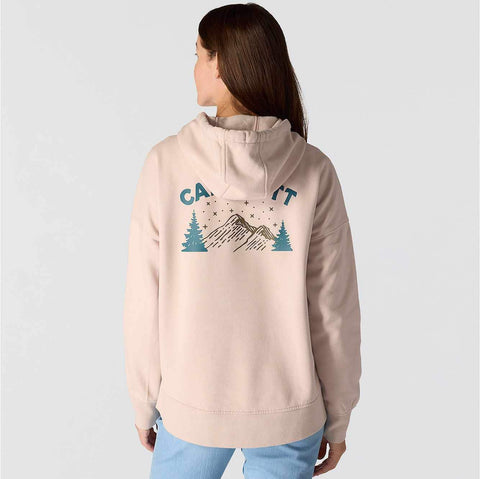oversized-fit midweight hooded mountain graphic sweatshirt