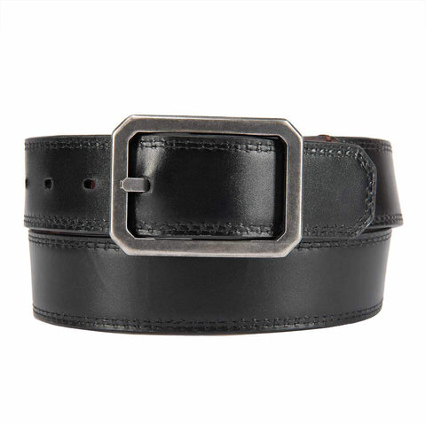 leather reversible center bar buckle belt