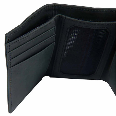 saddle leather trifold wallet