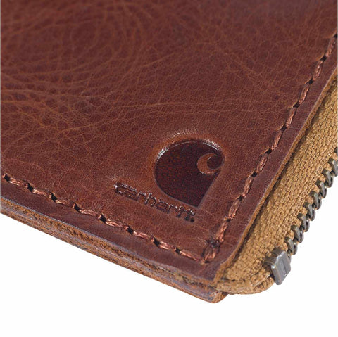patina leather zipper wallet