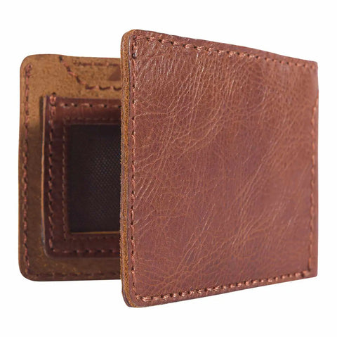 patina leather bifold wallet
