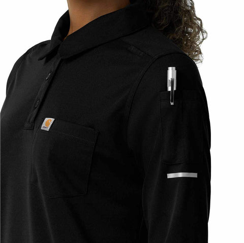 women's rugged flex® rscu heavyweight long sleeve polo scrub top