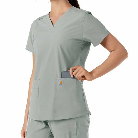 women's force essentials v-neck knit panel scrub top