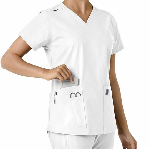 women's force essentials v-neck knit panel scrub top