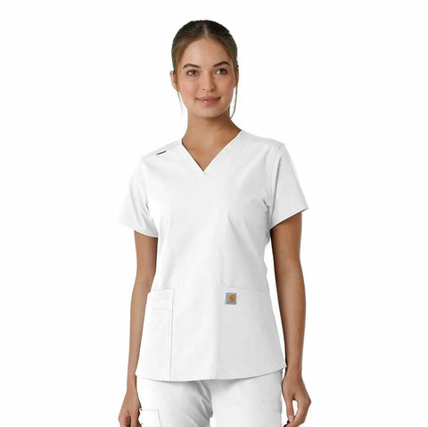 women's force essentials v-neck knit panel scrub top