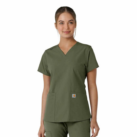women's force essentials v-neck knit panel scrub top