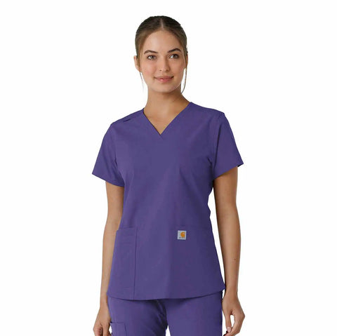 women's force essentials v-neck knit panel scrub top
