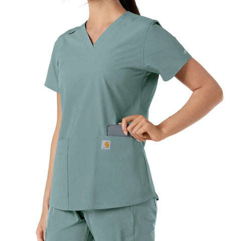 women's force essentials v-neck knit panel scrub top