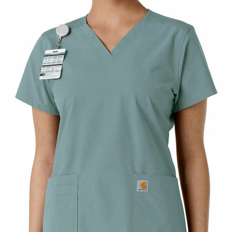 women's force essentials v-neck knit panel scrub top