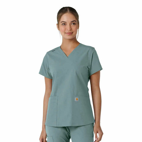 women's force essentials v-neck knit panel scrub top