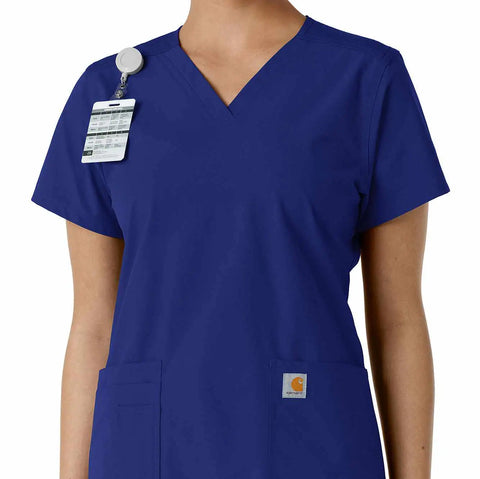 women's force essentials v-neck knit panel scrub top