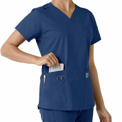 women's force essentials v-neck knit panel scrub top