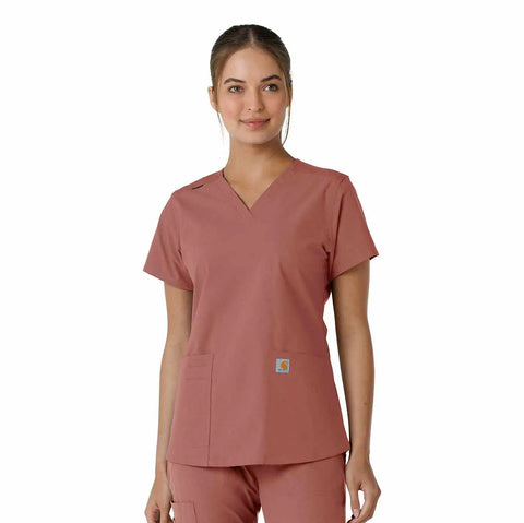women's force essentials v-neck knit panel scrub top
