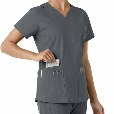 women's force essentials v-neck knit panel scrub top