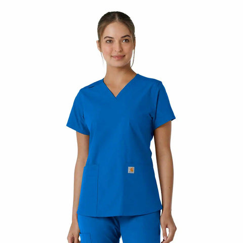 women's force essentials v-neck knit panel scrub top