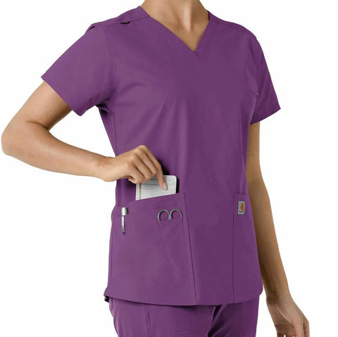 women's force essentials v-neck knit panel scrub top