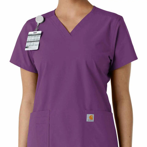 women's force essentials v-neck knit panel scrub top