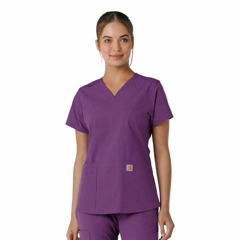 women's force essentials v-neck knit panel scrub top