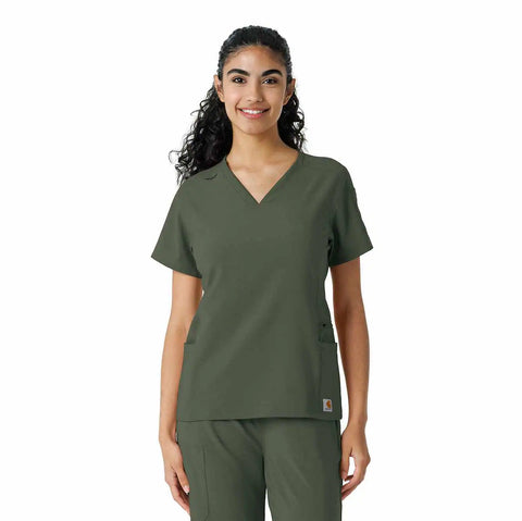 women's force cross-flex knit panel scrub top